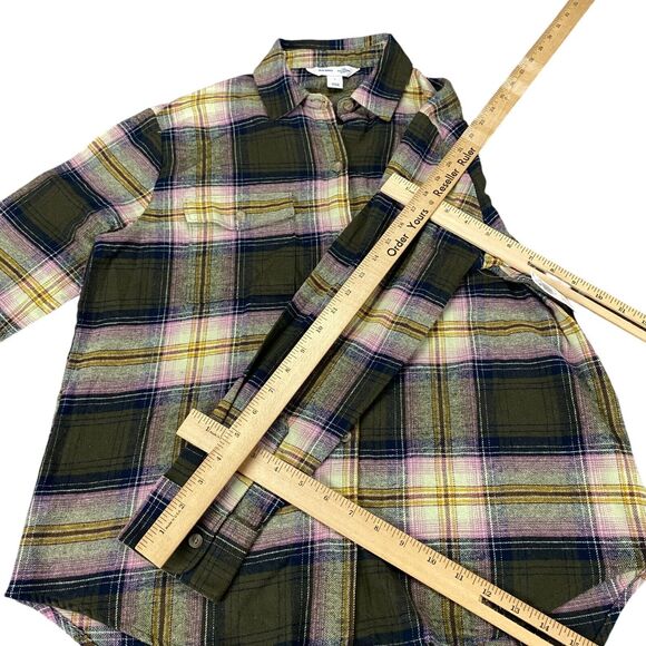 Old Navy Boyfriend Shirt Women Small Multi Plaid Flannel Long Sleeve Button Down - Picture 6 of 15